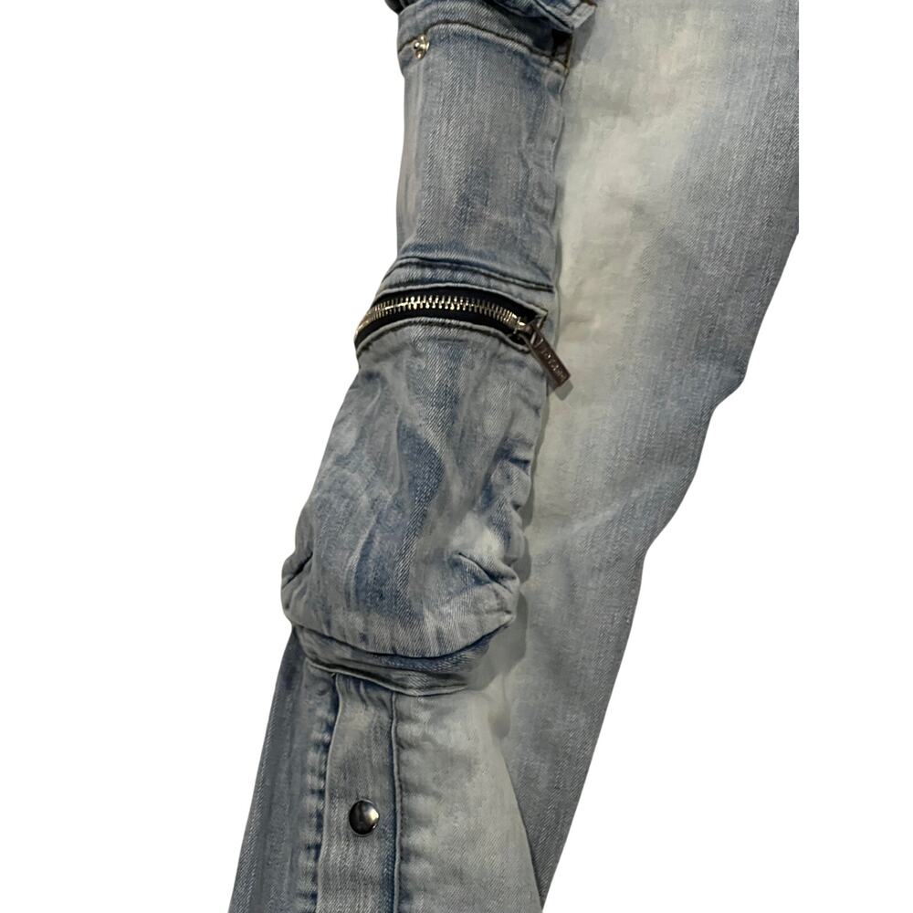 PRSTGE Snap Cargo Streetwear Jeans in Icey Blue Mens 34x30 - Picture 4 of 9